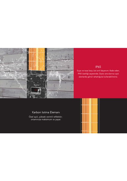 Single x Karbon Serisi IP65 Suya-Toza Dayanıklı 2300 W Siyah Uzaktan Kumandalı İç/Dış Mekan Isıtıcı modelleri