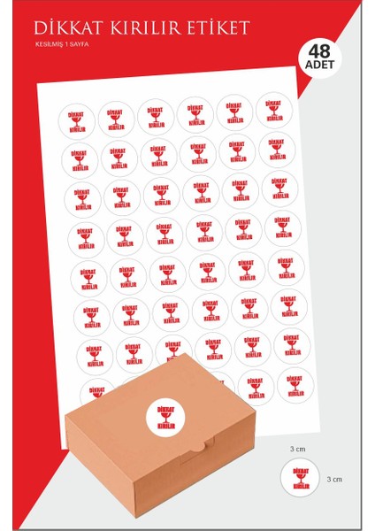 Dikkat Kırılır Etiketi 3 cm 48 Adet