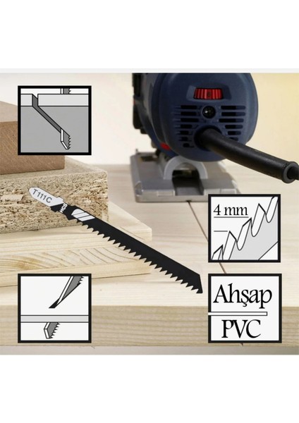 Plastik Ahşap Mdf Kesim Dekupaj Testere Bıçağı Yedek 10 cm Bıçak T111C (5 Adet Set) indirimleri