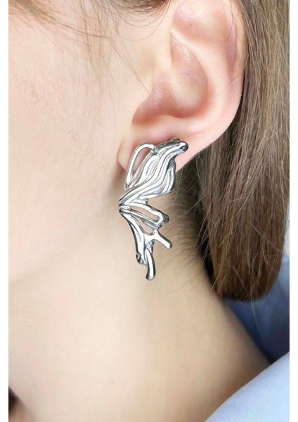 Kelebek Formunda Paslanmaz Çelik Küpe 646, Gümüş Renk fırsatları