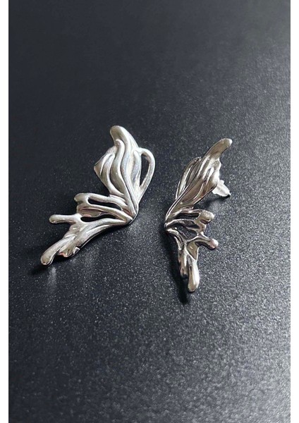 Kelebek Formunda Paslanmaz Çelik Küpe 646, Gümüş Renk