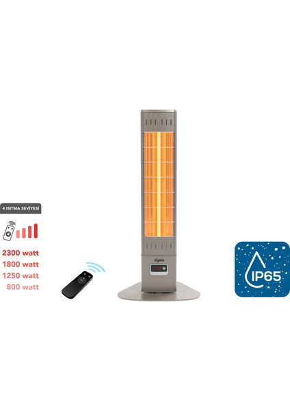 Single x Karbon Serisi IP65 Suya-Toza Dayanıklı 2300 W Bej Uzaktan Kumandalı Iç/dış Mekan Isıtıcı