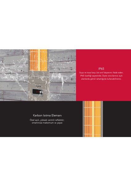 Single x Karbon Serisi IP65 Suya-Toza Dayanıklı 2300 W Bej Uzaktan Kumandalı Iç/dış Mekan Isıtıcı modelleri