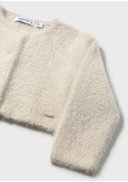 1-4 Yaş Kız Bebek Bej Renkli Tüylü Düğmeli Uzun Kollu Hırka modelleri