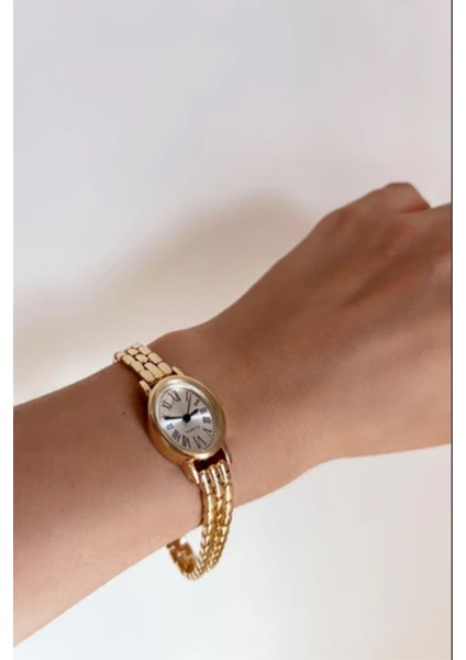 Munchies Gold Vintage Çelik Kordon Kadın Kol Saati