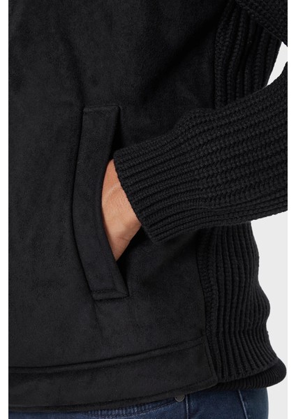 Ls Mn Suede Regular Fit Dik Yaka Örgü Detaylı Ceket M5BR79Z5570 Erkek Ceket M5BR79 Z5570 Jblk