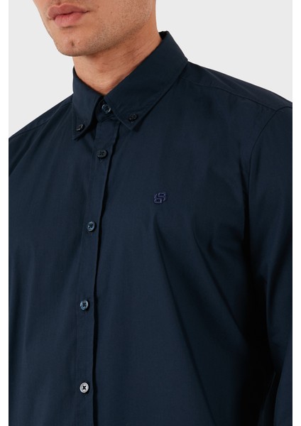Pamuklu Slim Fit Düğmeli Yaka Uzun Kollu Gömlek Erkek Gömlek 50545227 404