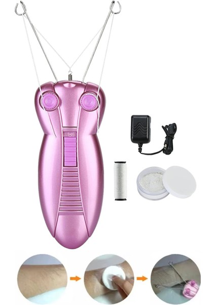 Pembe Elektrikli Ipli Epilasyon Cihazı Yüz Bacak Kol El Vücut Tüy Alma