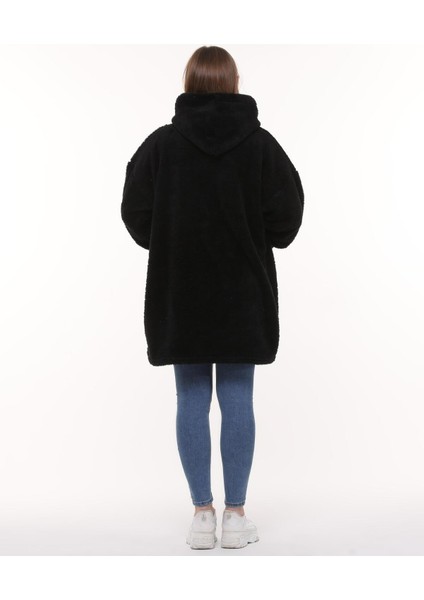 Wellsoft Kadın Sweatshirt - Kışlık Kadın Siyah Sweatshirt Peluş fırsatları
