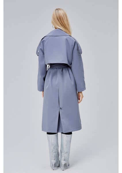 Gri Oversize Astarlı Uzun Trençkot indirimleri