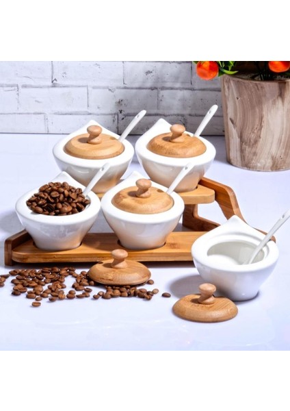 PR-BY444 Bambulu Porselen 5'li Baharat Seti fiyatları