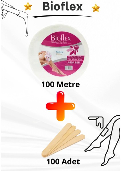 100 Metre Ağda Bandı ve 100 Adet Spatula Seti - Bakım ve Güzellik Için Ideal