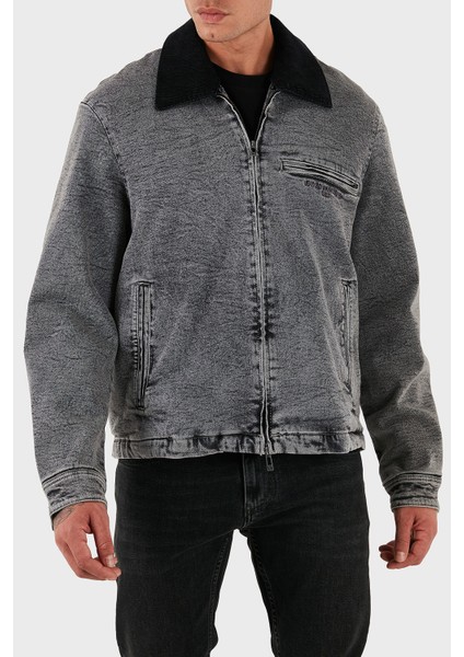 Pamuklu Regular Fit Çıkarılabilir Kadife Yaka Kot Ceket Erkek Kot Ceket XM001918 AF18827 M8088