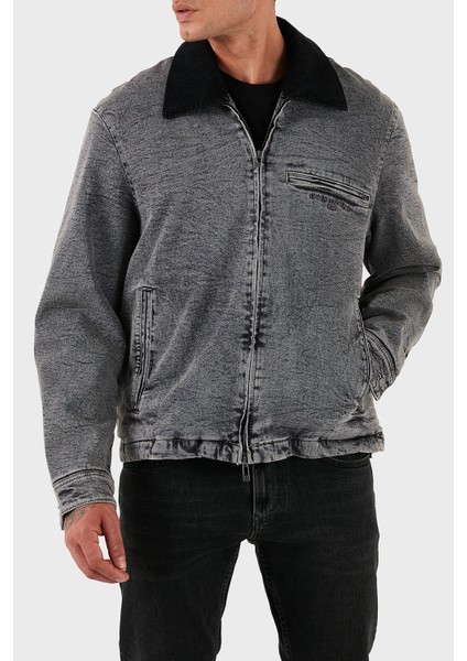 Pamuklu Regular Fit Çıkarılabilir Kadife Yaka Kot Ceket Erkek Kot Ceket XM001918 AF18827 M8088