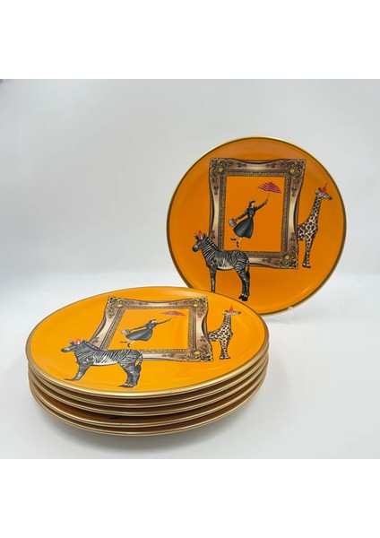 Desenli 6'lı Servis Tabağı