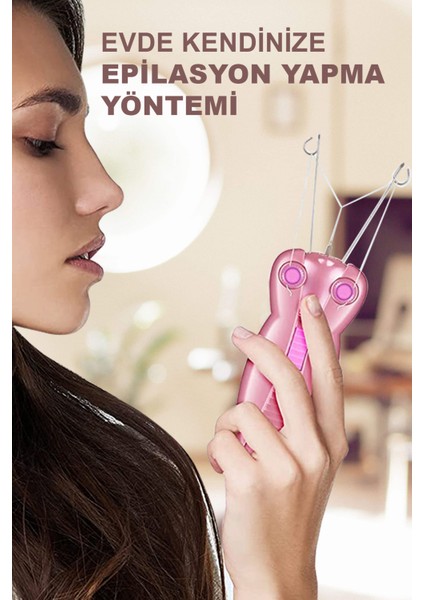 Pembe Elektrikli Ipli Epilasyon Cihazı Yüz Bacak Kol El Vücut Tüy Alma