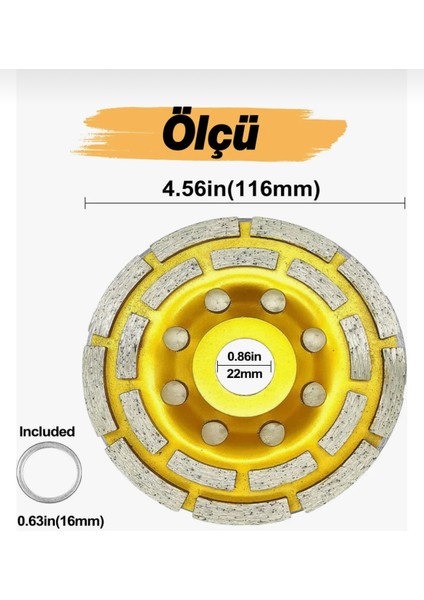 115 mm Beton Mermer Granit Taşlama Çanak Disk Yüzey Temizleme Çift Sıra Segmanlı fiyatları