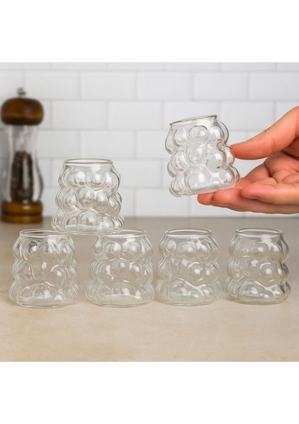 6’lı Kahve Yanı Üzüm Bardak Seti Bubble Bardak Bulut Bardak Sunum Bardağı 80 ml modelleri