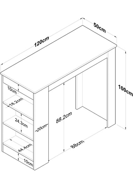 Bar Masası 3 Raflı Yüksek Mutfak Yemek Masası, Sepet, Ceviz – Beyaz, 1. Sınıf Mdf indirimleri