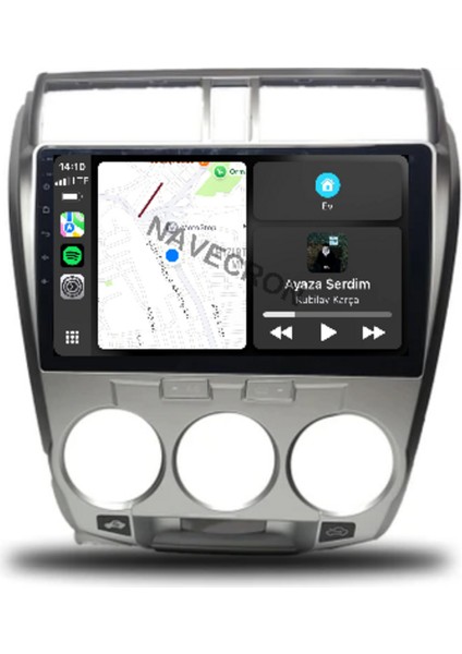 Honda Cıty 2009-12 Analog Ac 10" Gri Uyumlu Androıd Multimedya Gerçek 2/32 Kablosuz Carplay Geri Görüş Kameralı