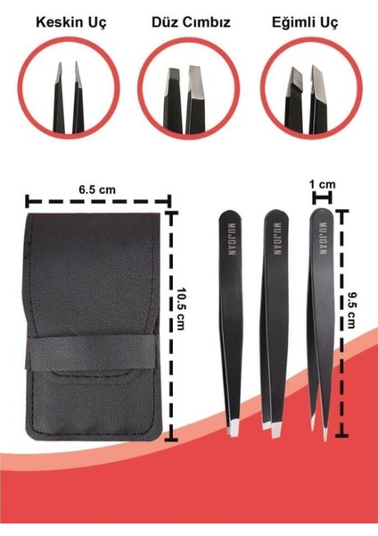 Şık 3'lü Siyah Deri Çantalı Cımbız Seti, Kaliteli ve Kullanışlı Tasarım fiyatları