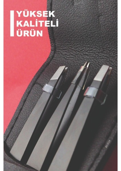 Şık 3'lü Siyah Deri Çantalı Cımbız Seti, Kaliteli ve Kullanışlı Tasarım