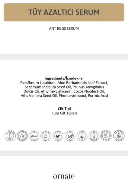 Yumuşatıcı ve Tüy Azaltıcı Serum, Aloevera ve Formik Asit ile 30ML