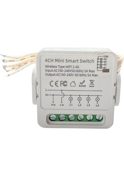 Smart Tuya Wifi Röle Devresi 4 Kanal 110-240V 16A