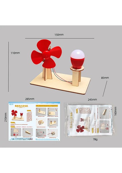 Rüzgar Gücüyle Enerji Üretme Ampul Yakma Yenilenebilir Enerji Deney Seti Boya Seti Ile Demonte T-M308 modelleri