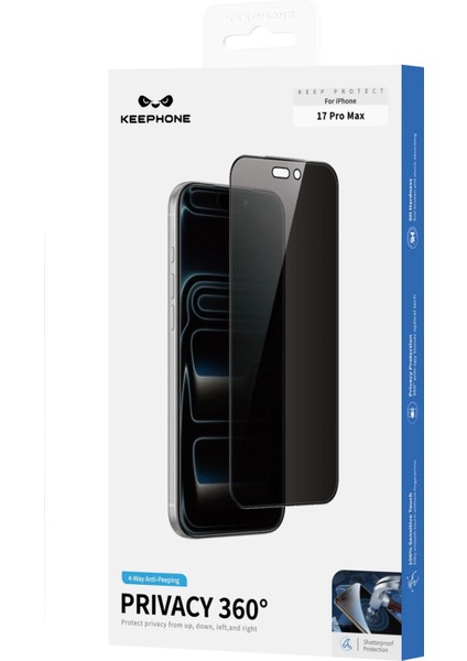 Apple iPhone 17 Pro Max Uyumlu 360 4 Way Privacy Temperli Cam Hayalet Ekran Koruyucu indirimleri