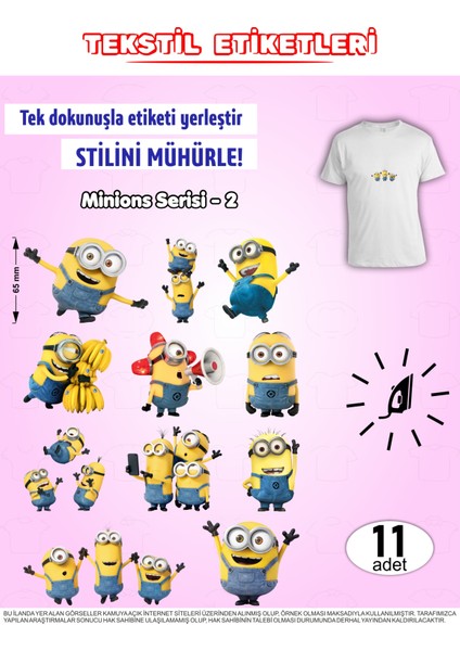 Ütü ile Yapışan Kıyafet Etiketi Minions Serisi -2 11LI Set