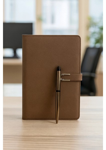 Kumaş Mıknatıs Kapaklı Kalemli Ajanda Günlük Not Defteri Notebook Kahve fırsatları