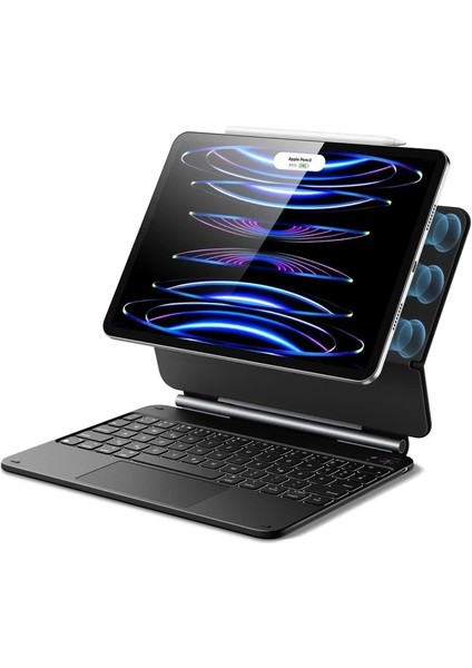 Apple iPad Air 5 10.9 Inc (2022) Rebound Magnetic Aydınlatmalı Klavyeli Kılıf A2588 A2589