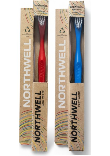 Northwell Diş Fırçası 2'li Set ( Kırmızı - Mavi ) | Orta Sertlik | Ince ve Dayanıklı Yapı fiyatları