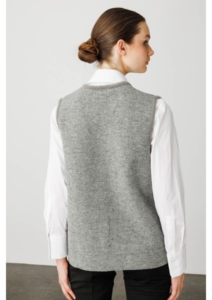 Kadın Pıtırcık Çiçekli Patchwork Keçe Yün Yelek 24084 Y.füme-Y.ş Pembe fırsatları