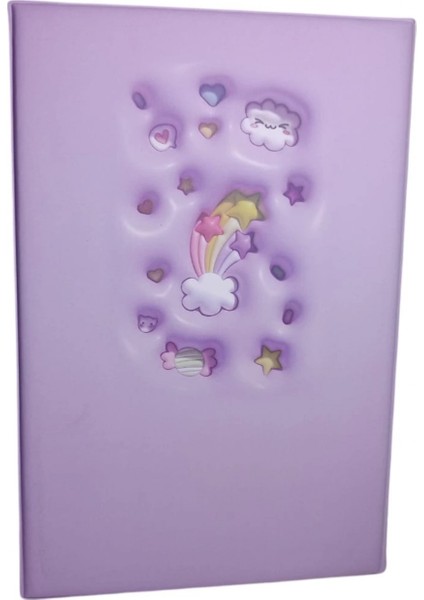Puffy Kabartma Yüzey ( 14*20 Cm) 80 Yaprak Renkli Çizgili Hatıra Defteri ( Violet Unicorn ) indirimleri