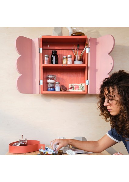 Duvar dolabı, pembe-turuncu, 38x45 cm modelleri