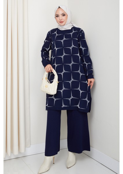 Takım Yıldız Desenli Simli Triko Pantolonlu Tunik