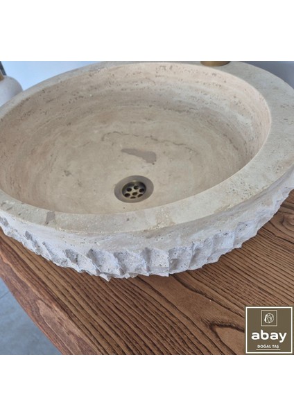 Traverten Dikey Patlatma Çanak Lavabo modelleri