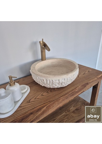 Traverten Dikey Patlatma Çanak Lavabo fırsatları