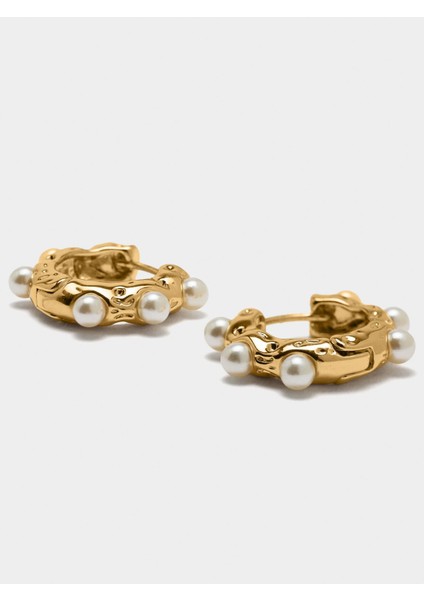 Inci Görünümlü Süslenmiş Düzensiz Halka Küpe fiyatları