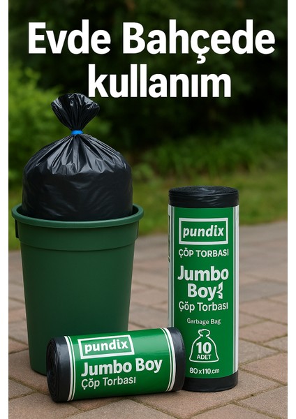 Pundıx J500 Endüstriyel Çöp Poşeti 80×110 cm – Jumbo Boy Kalın Seri (1 Koli = 20 Rulo / 200 Adet) fiyatları