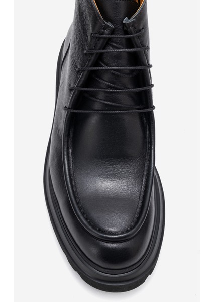 Erkek Kalın Taban Bağcıklı Bot Gerçek Deri Fr 54086 Siyah fiyatları