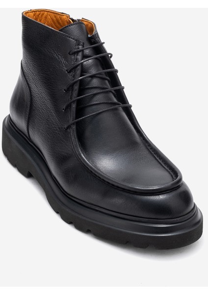 Erkek Kalın Taban Bağcıklı Bot Gerçek Deri Fr 54086 Siyah modelleri