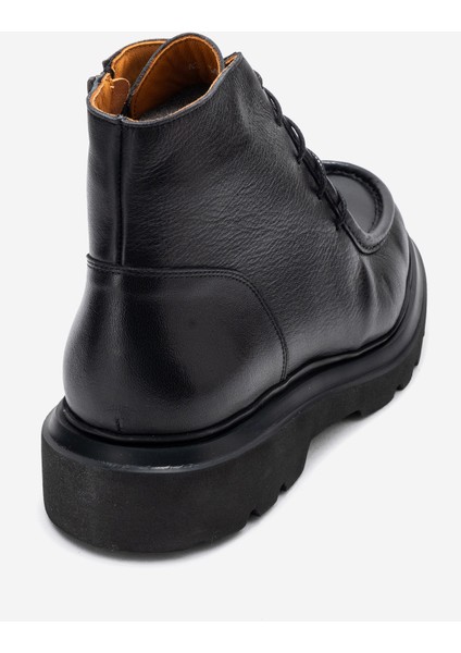 Erkek Kalın Taban Bağcıklı Bot Gerçek Deri Fr 54086 Siyah fırsatları