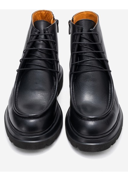 Erkek Kalın Taban Bağcıklı Bot Gerçek Deri Fr 54086 Siyah indirimleri