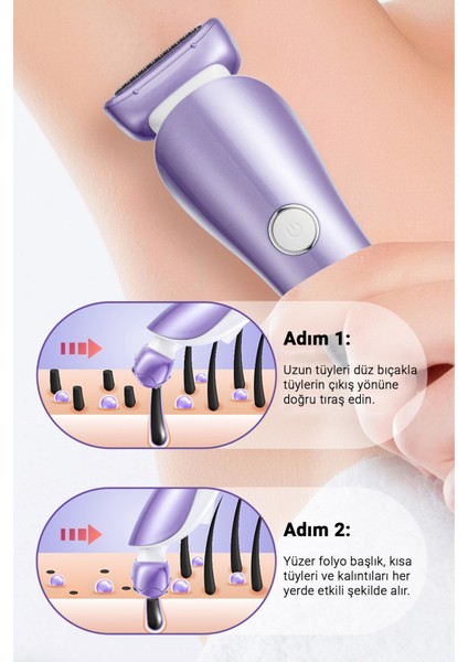 Su Geçirmez 3'ü Birlikte Epilatör Bacak, Sırt, Yüz ve Bikini Bölgesi Için Kadın Tıraş Makinesi indirimleri