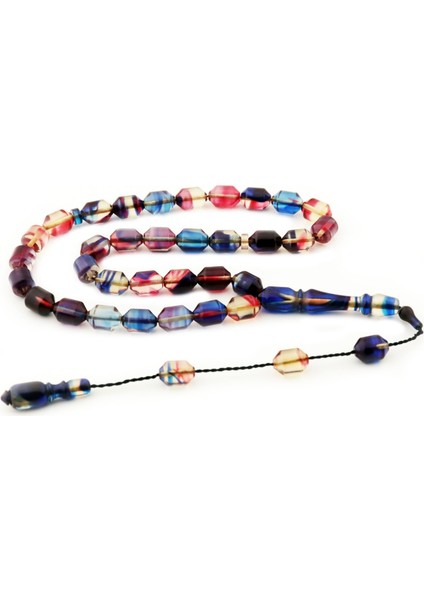 Kübik Kesim Sistemli Sıkma Kehribar Tesbih Tespih