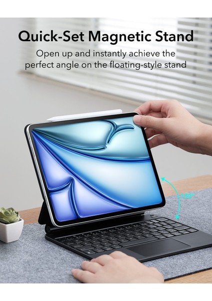 Apple iPad Air 11 M3 (2025) Rebound Magnetic Aydınlatmalı Klavyeli Kılıf A3266 A3267 modelleri