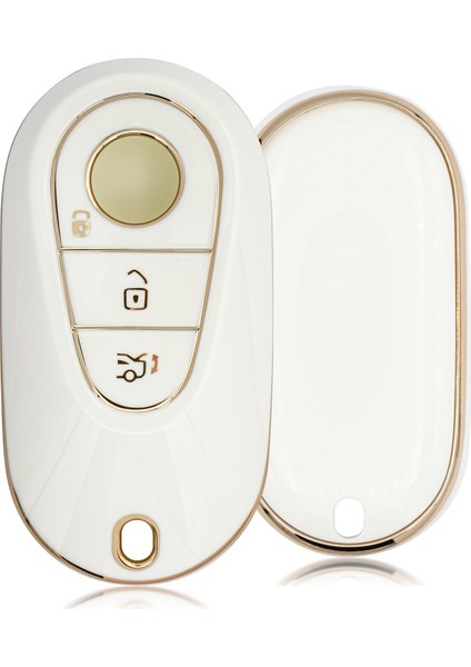 Maybach 3 Buton Smart Nano Anahtar Kılıfı - Beyaz